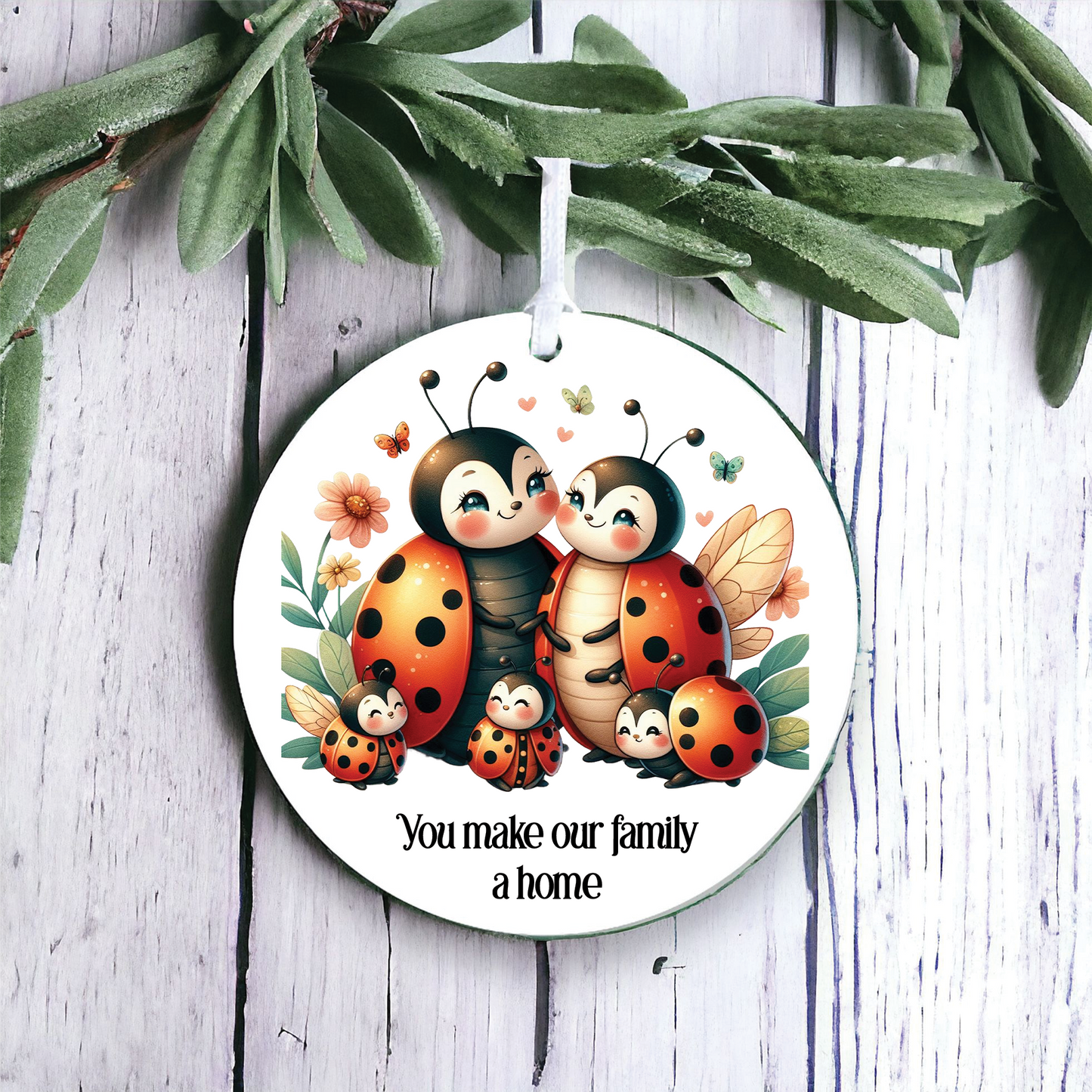 Personalised Cute Ladybird Family Love Decoration