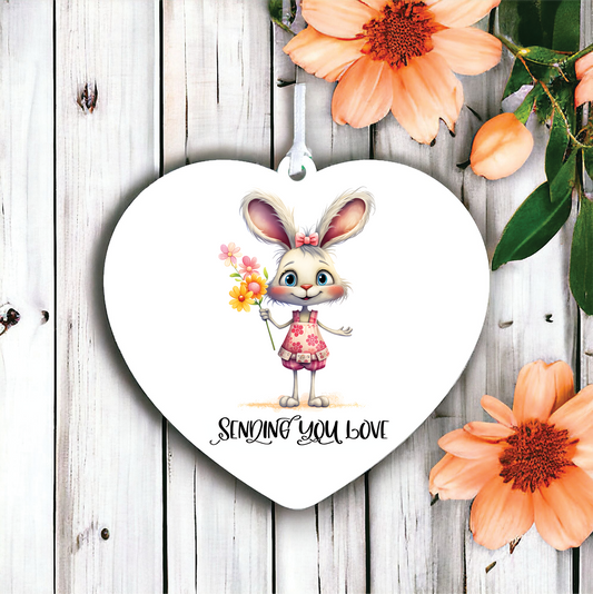 Cute Bunny Girl Flowers Love Decoration