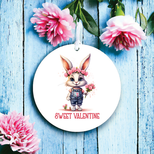 Cute Bunny Girl Flowers Love Decoration