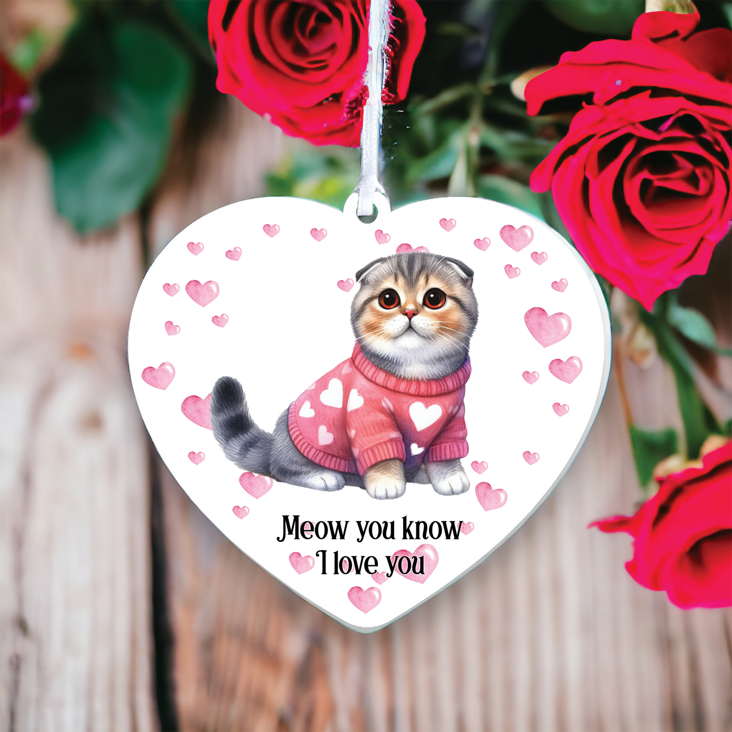 Personalised Scottish Fold Cat Love Decoration