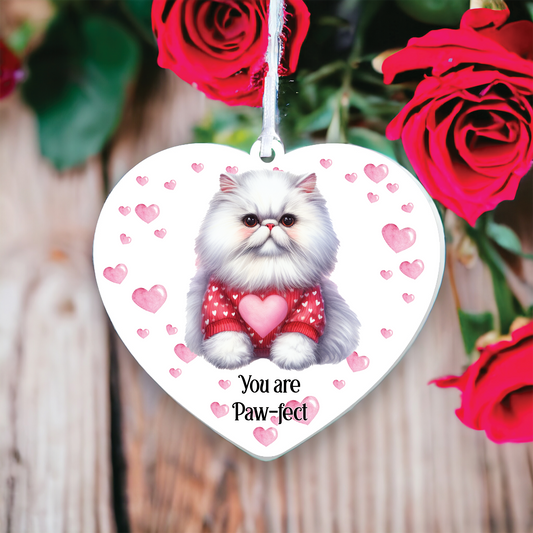 Personalised White Persian Cat Love Decoration