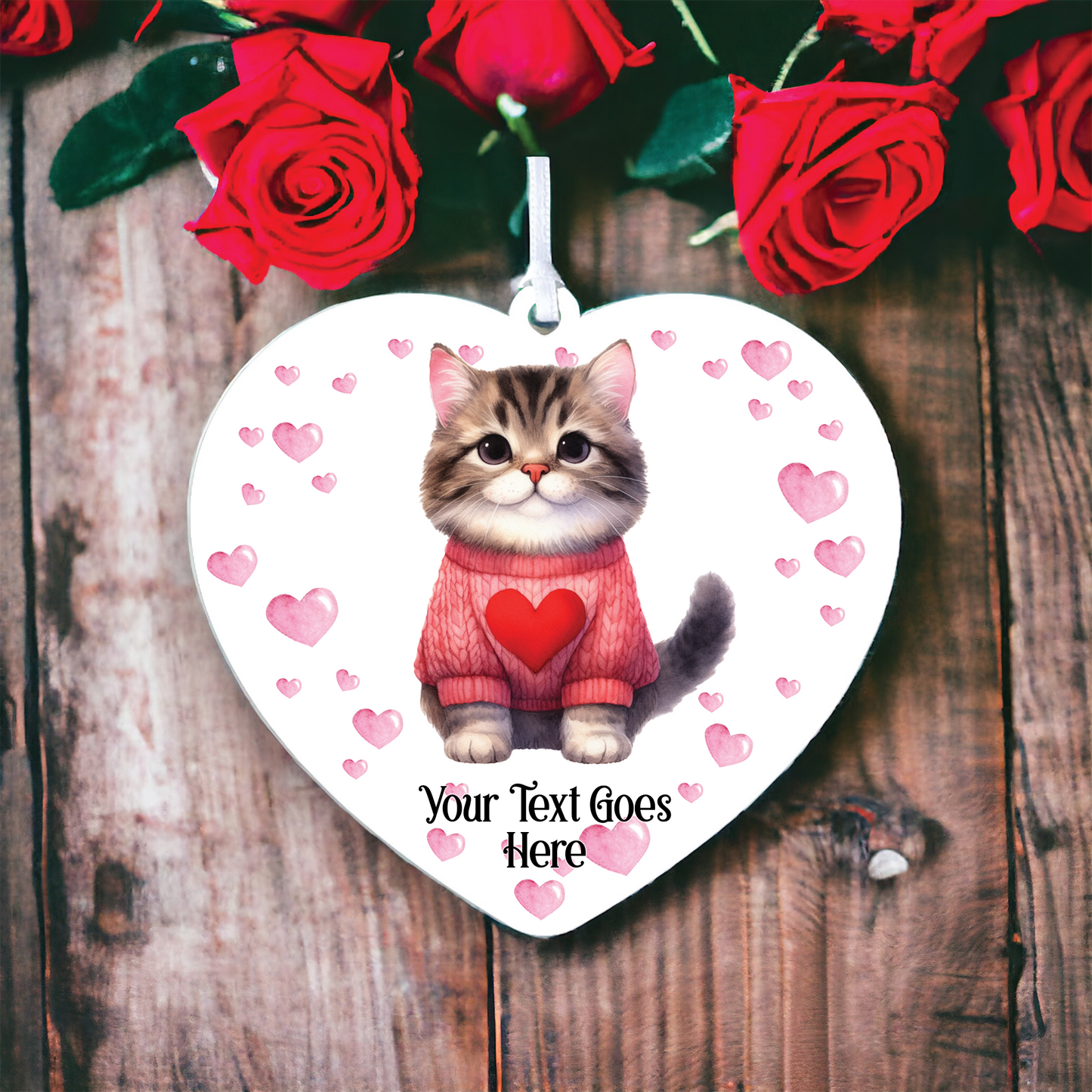 Personalised Tabby Cat Love Decoration B