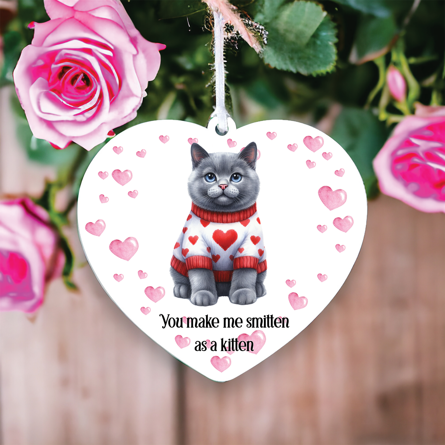 Personalised British Blue Cat Love Decoration