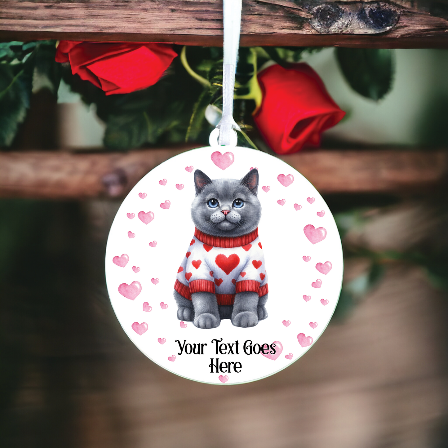 Personalised British Blue Cat Love Decoration