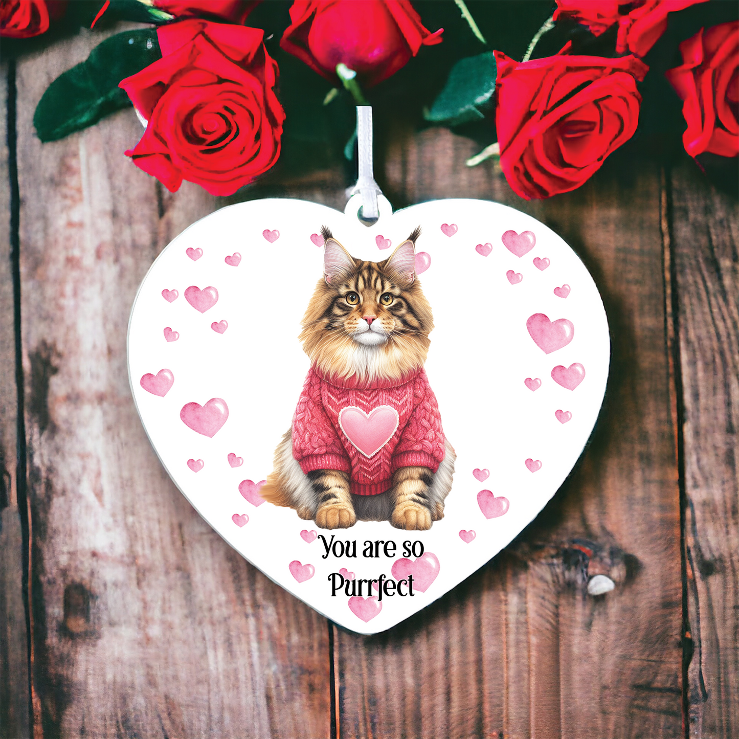 Personalised Maine Coon Cat Love Decoration