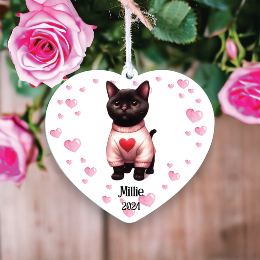 Personalised Black Cat Love Decoration