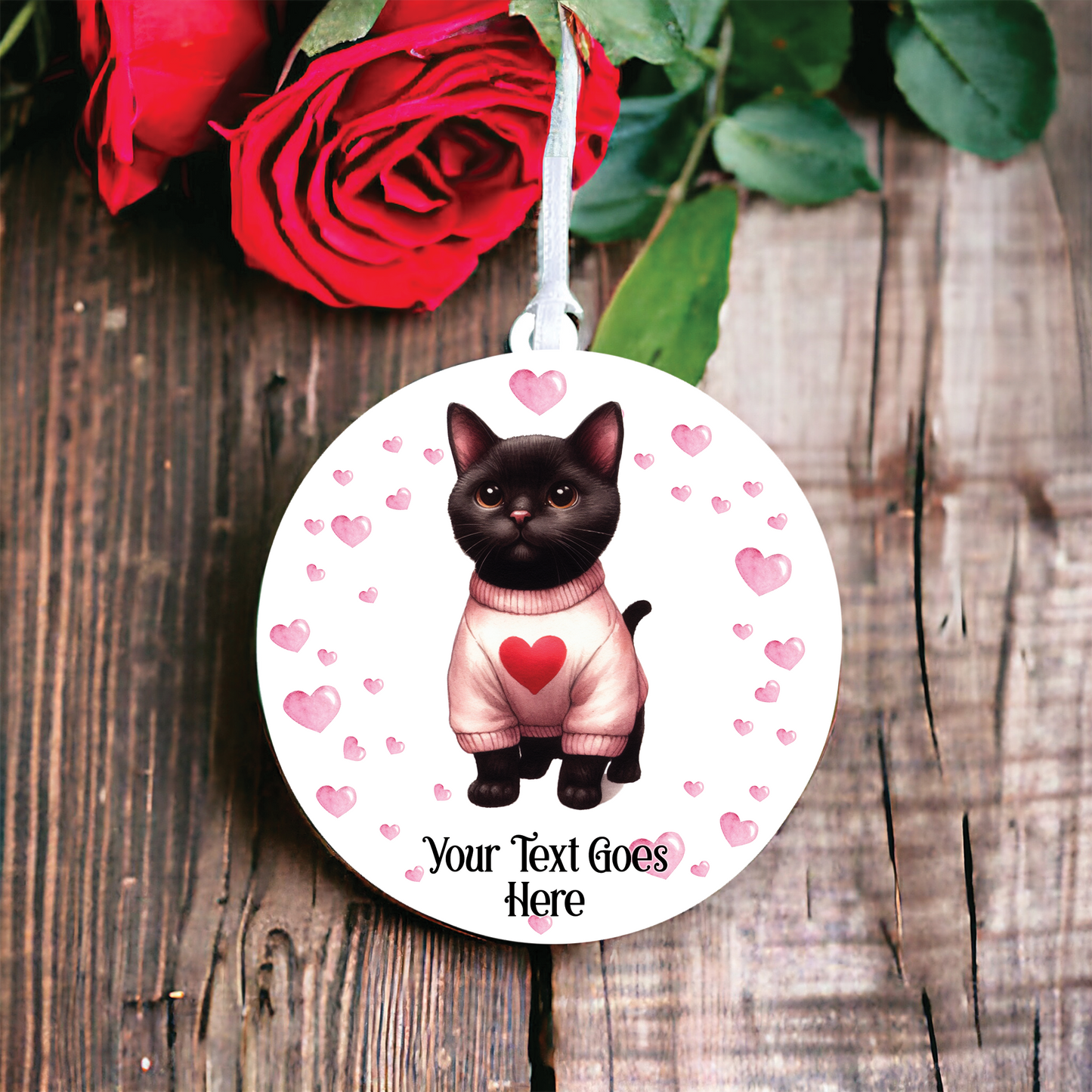 Personalised Black Cat Love Decoration