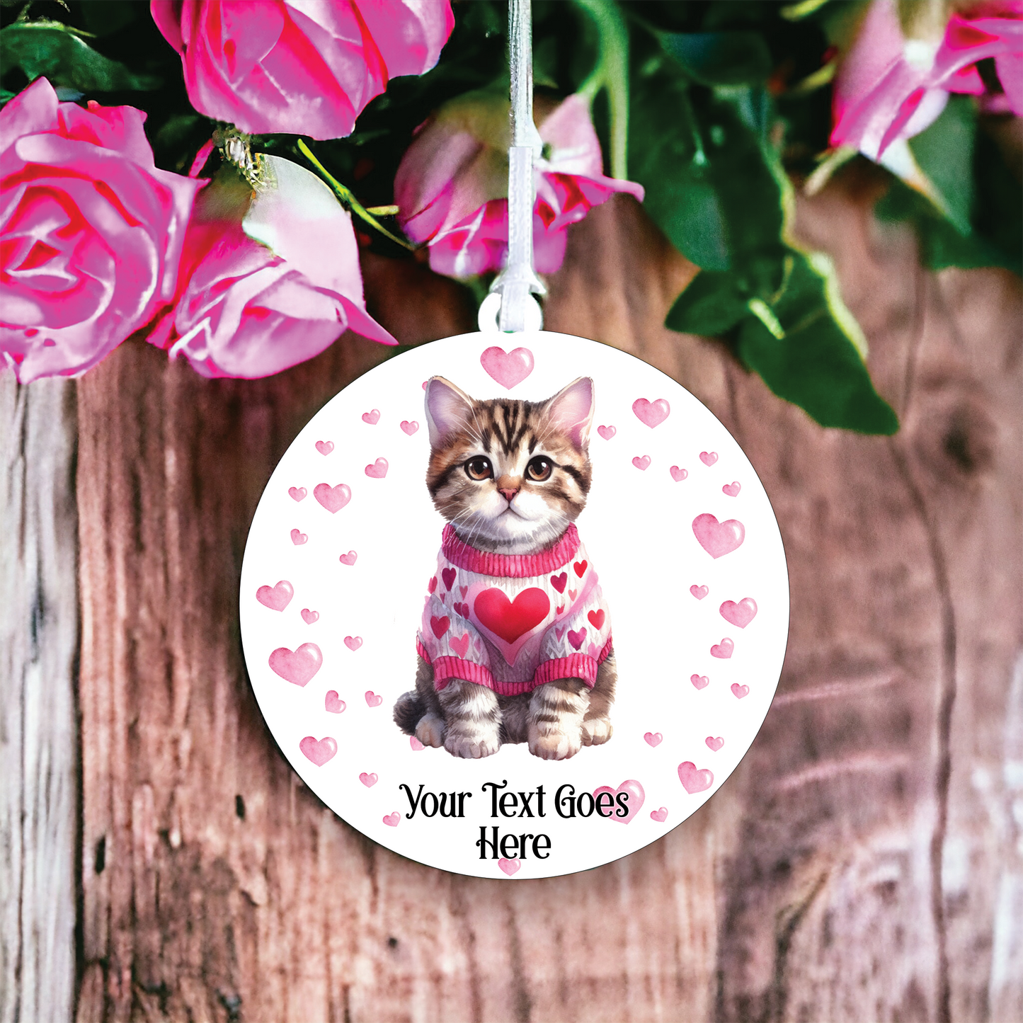 Personalised Tabby Cat Love Decoration