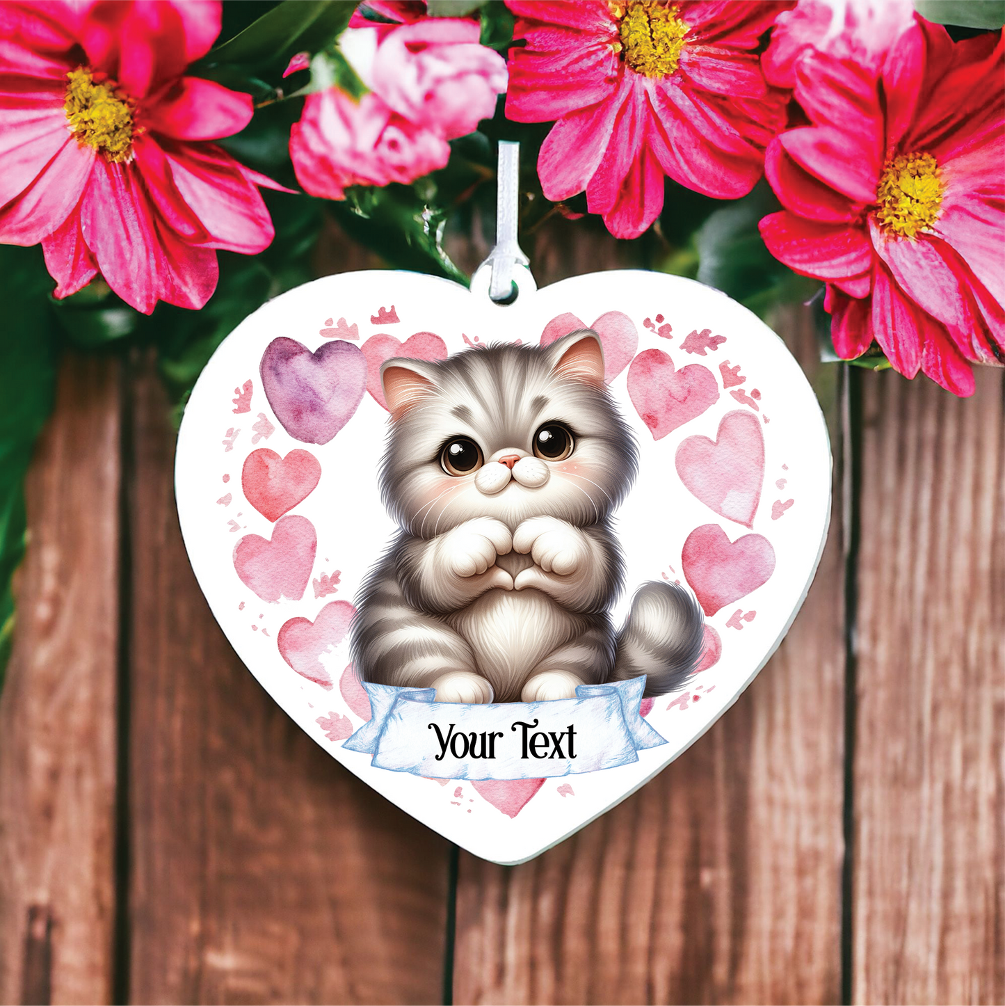 Personalised Persian Cat Heart Hand Love Decoration