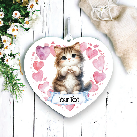 Personalised Norwegian Forest Cat Heart Hand