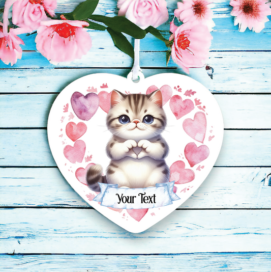 Personalised Exotic Shorthair Cat Heart Hand Love Decoration