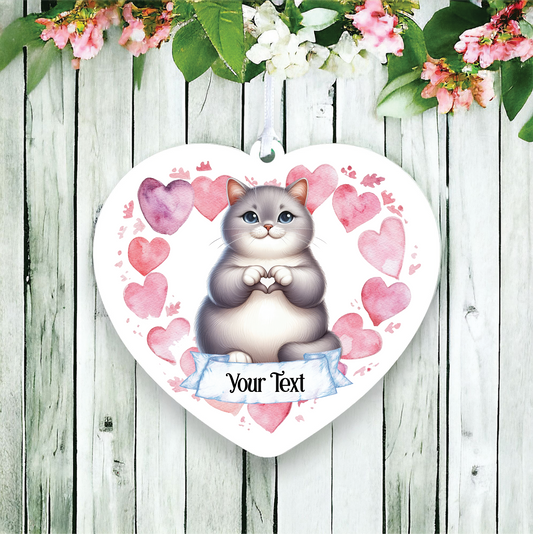 Personalised British Shorthair Cat Heart Hand Love