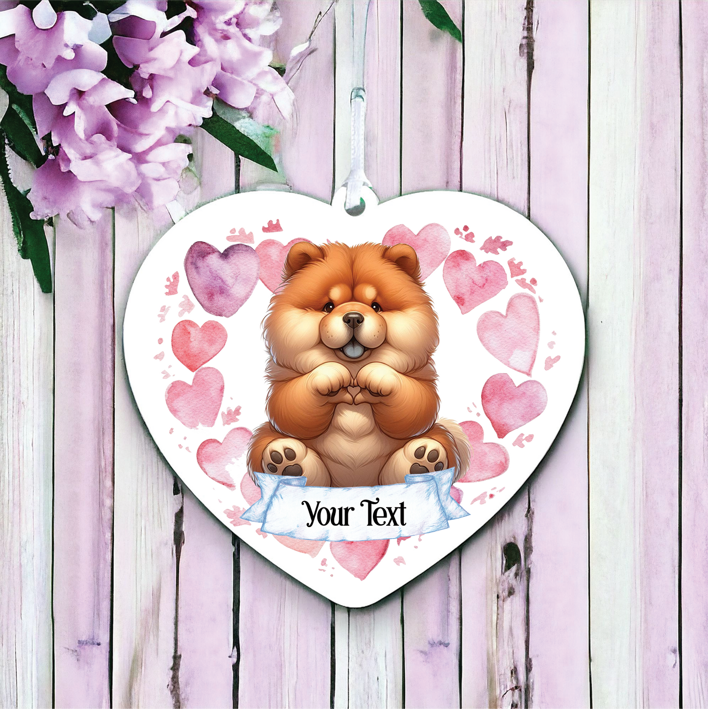 Personalised Chow Chow Dog Love Heart Hand Decoration