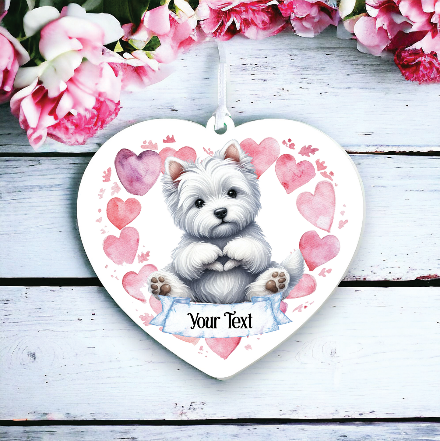 Personalised West Highland Terrier Love Heart Hand