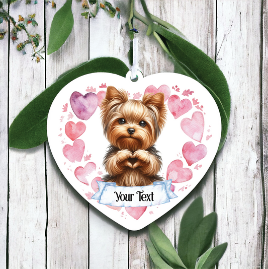 Personalised Yorkshire Terrier Love Heart Hand