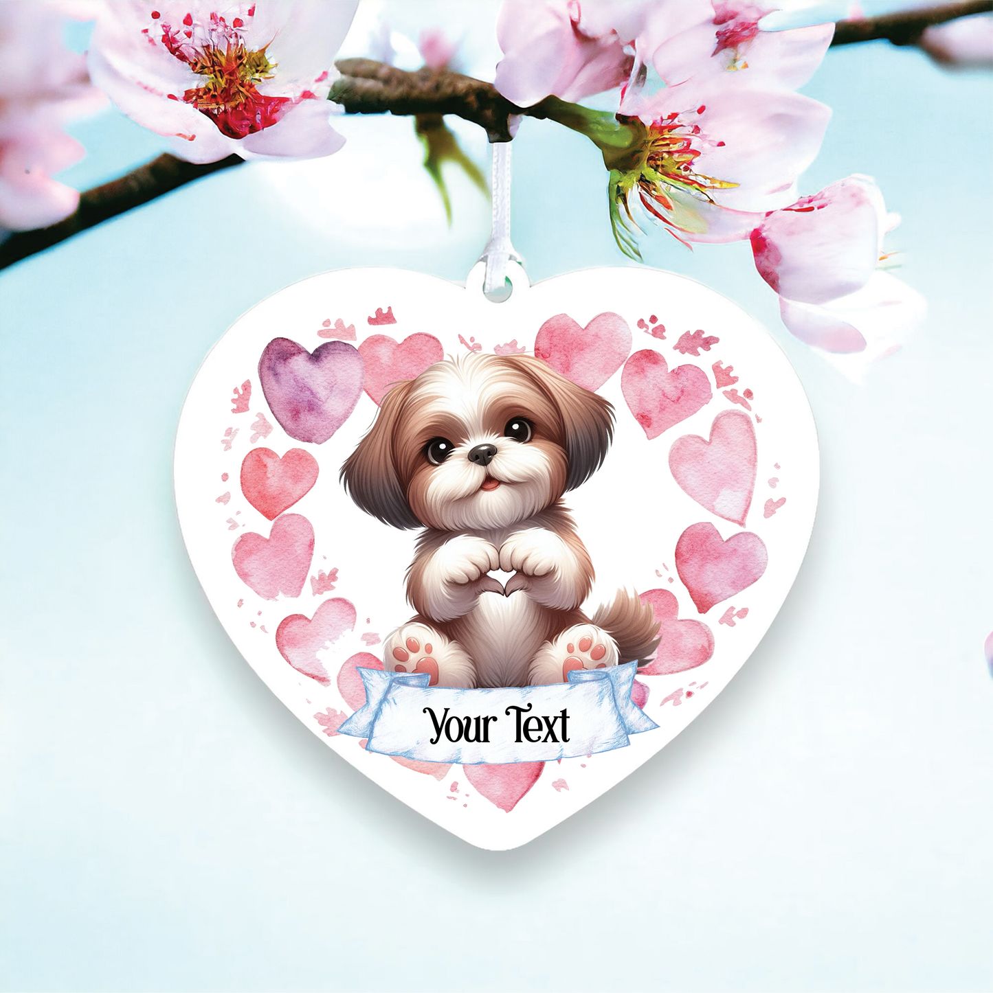 Personalised Shih Tzu Dog Love Heart Hand Decoration