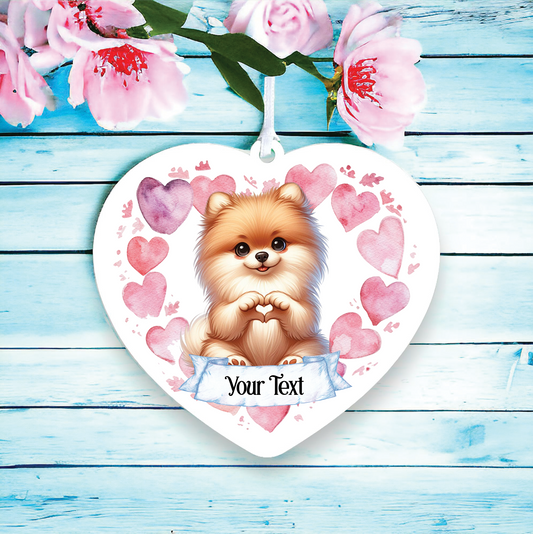 Personalised Pomeranian Love Heart Hand Decoration