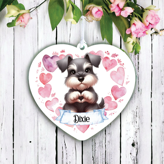 Personalised Miniature Schnauzer Love Heart Hand