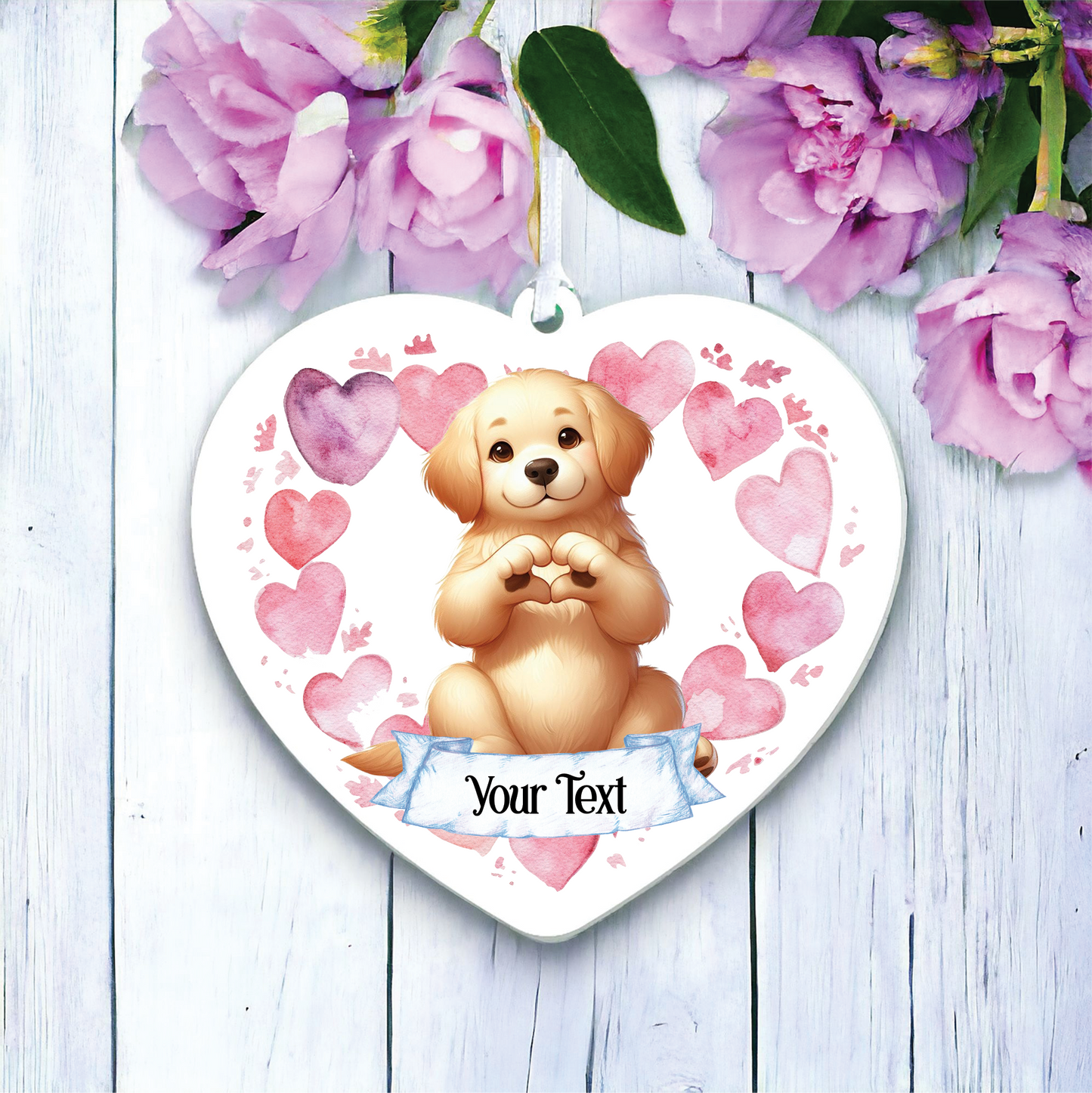 Personalised Golden Retriever Love Heart Hand