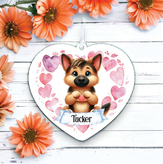 Personalised German Shepherd Love Heart Hand