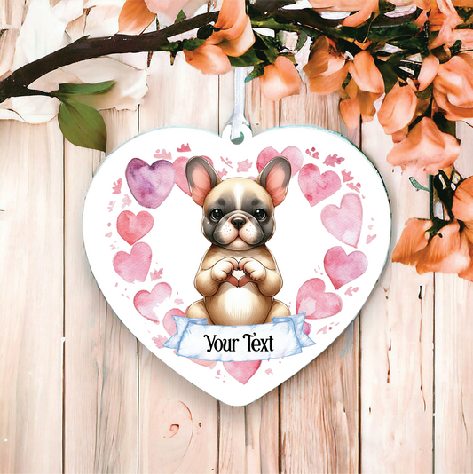 Personalised French Bulldog Love Heart Hand