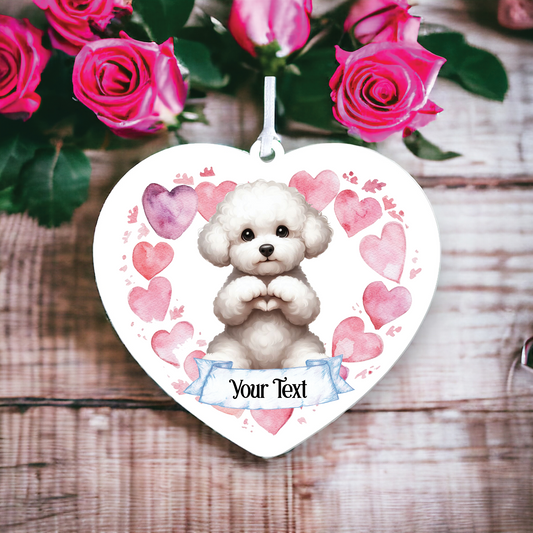 Personalised Bichon Frise Love Heart Hand Decoration