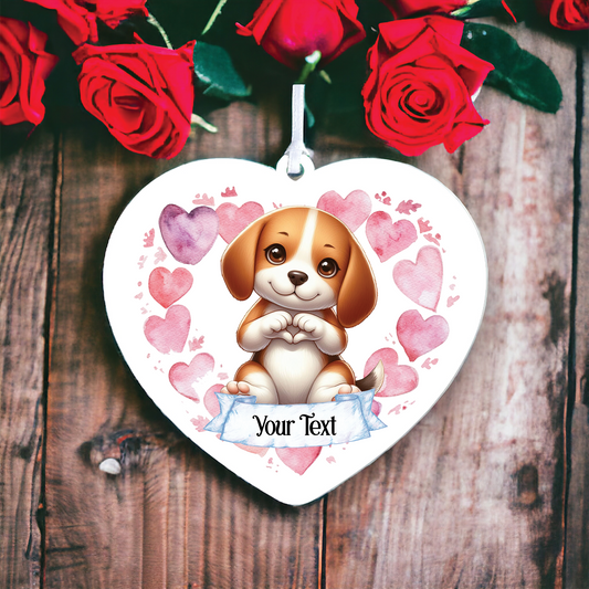 Personalised Beagle Love Heart Hand Decoration