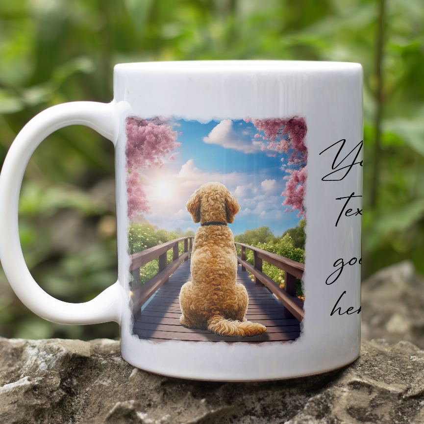 Personalised Bridge Dog Memorial Labradoodle - Keepsake Gift Mug, by Floppsie Moppsie – floppsiemoppsie at floppsiemoppsie.co.uk