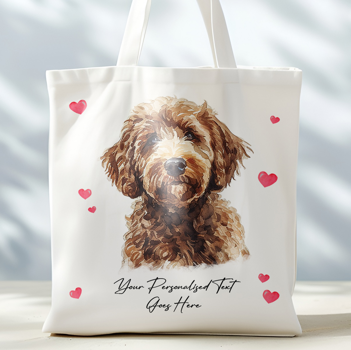 Personalised Dog Love Hearts Labradoodle Tote Bag