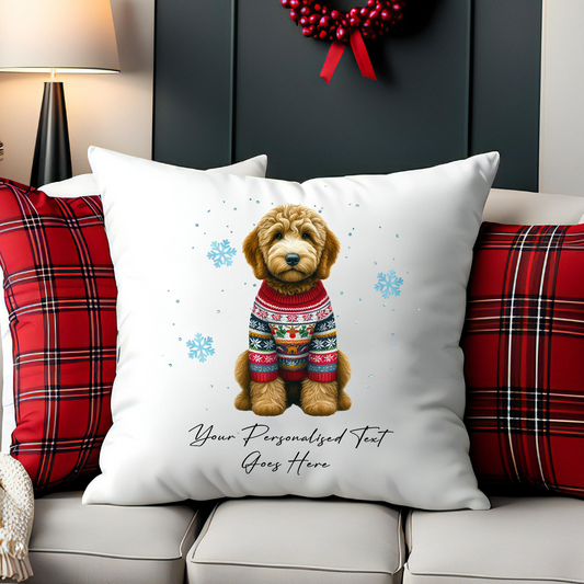 Personalised Labradoodle Dog Christmas Jumper Cushion Cover Gift