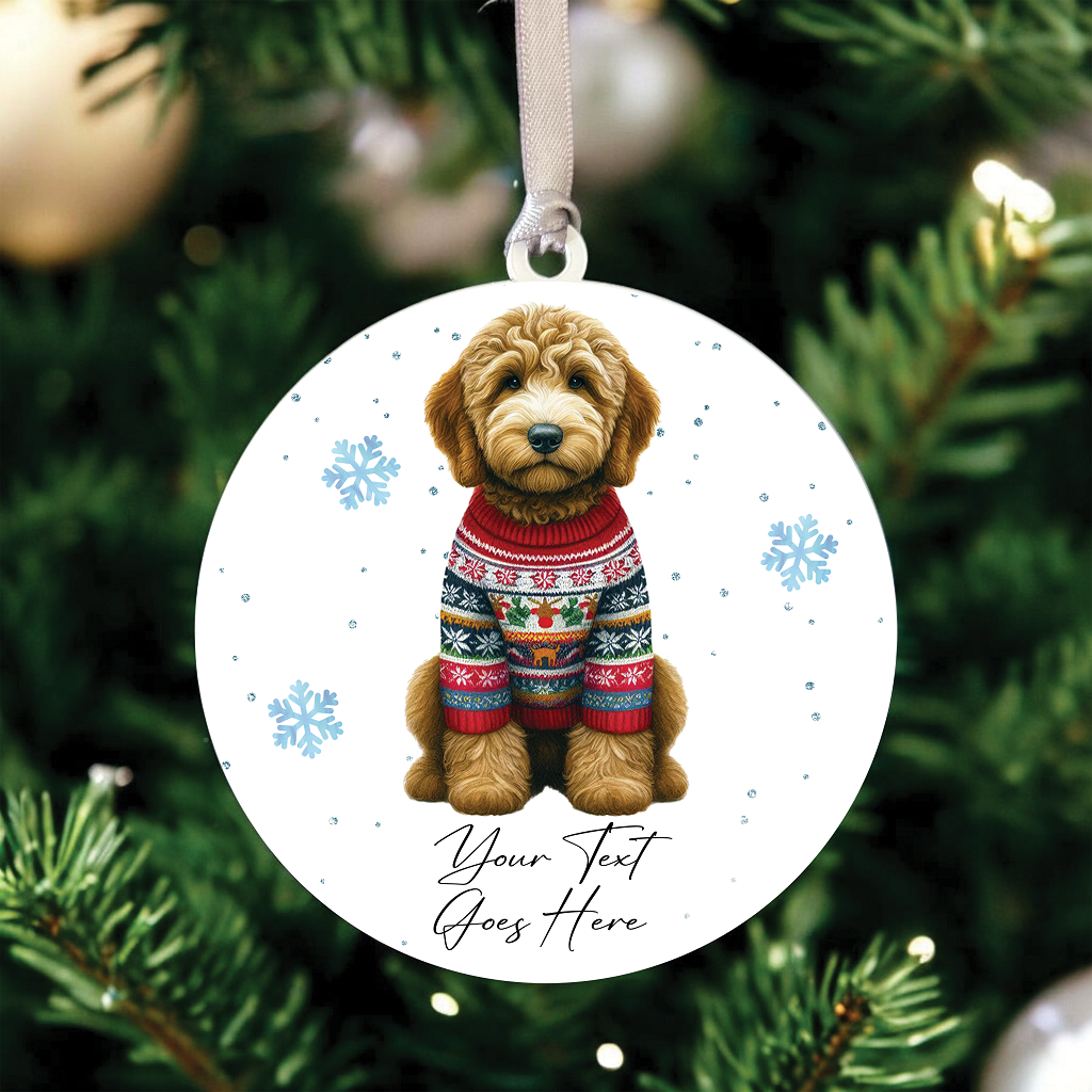 A Personalised King Charles Spaniel Jumper Dog Hanging Bauble Decoration - Style C