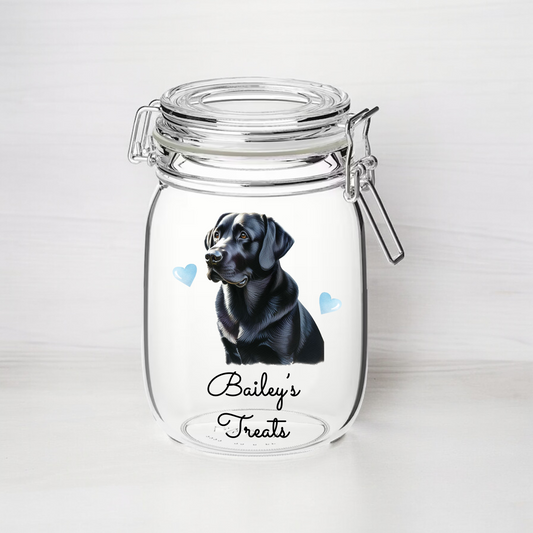 Personalised Labrador Black - Dog Treat Kilner Style Gift Jar - DGJR33