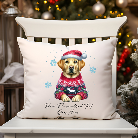 Personalised Labrador Retriever Dog Christmas Jumper Cushion Cover Gift