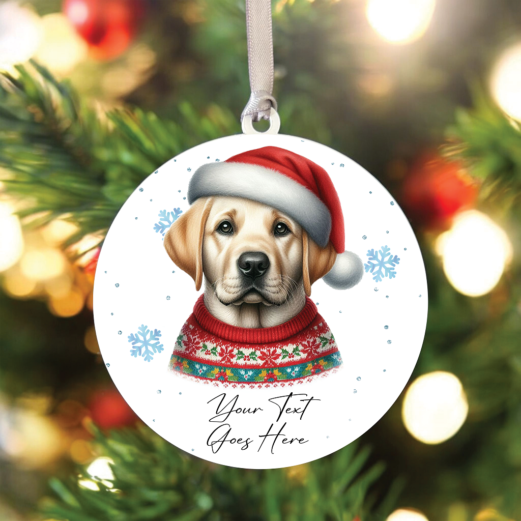 A Personalised Labrador Retriever Jumper Dog Hanging Bauble Decoration - Style C