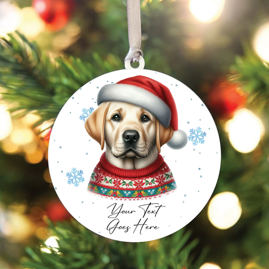 A Personalised Labrador Retriever Jumper Dog Hanging Bauble Decoration - Style C