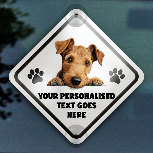 Personalised Dog On Board Car Window Sign - Lakeland Terrier