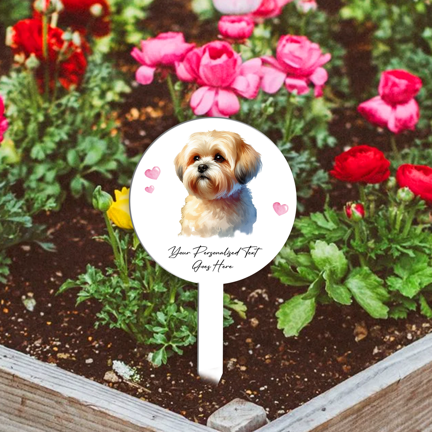 Personalised Dog Love Heart Grave Marker - Shorthaired Lhasa Apso