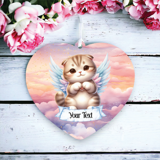 Personalised Scottish Fold Cat Heart Hand Wings