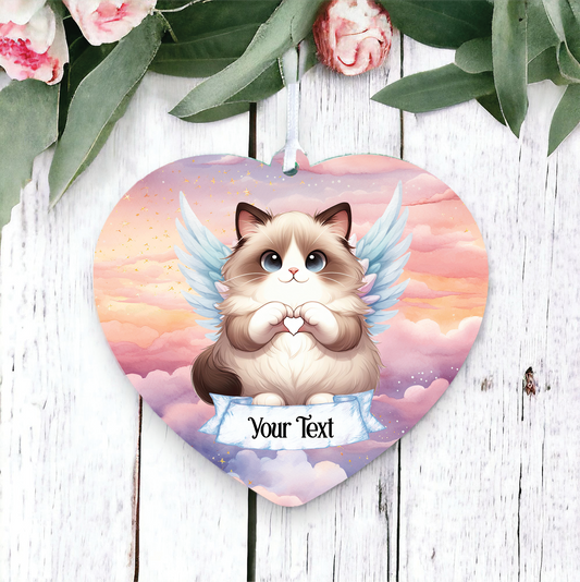 Personalised Ragdoll Cat Heart Hand Wings