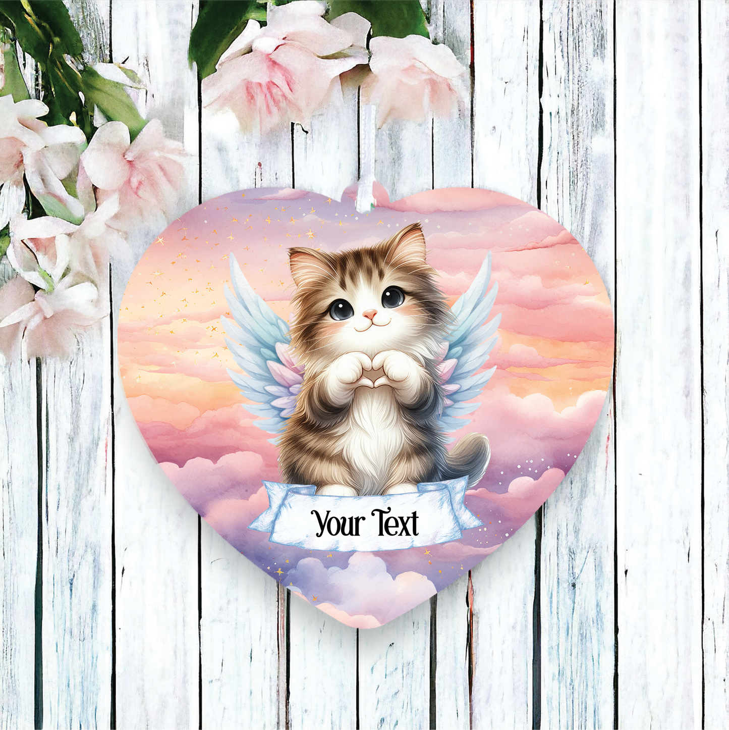 Personalised Norwegian Forest Cat Heart Hand Wings