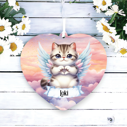 Personalised Exotic Shorthair Cat Heart Hand Wings