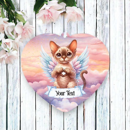 Personalised Devon Rex Cat Heart Hand Wings