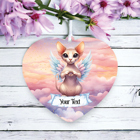 Personalised Sphynx Cat Heart Hand Wings