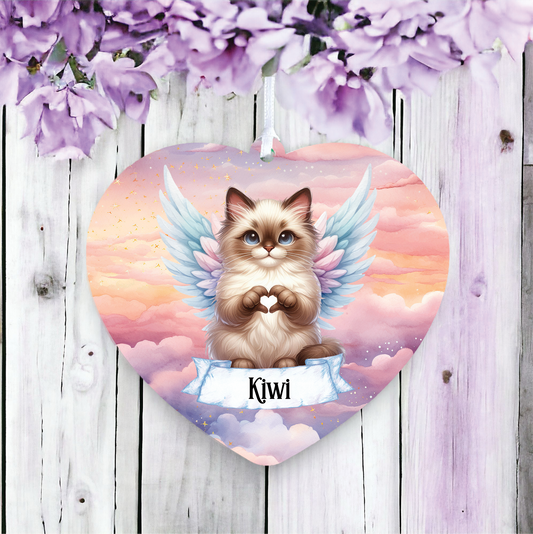 Personalised Balinese Cat Heart Hand Wings