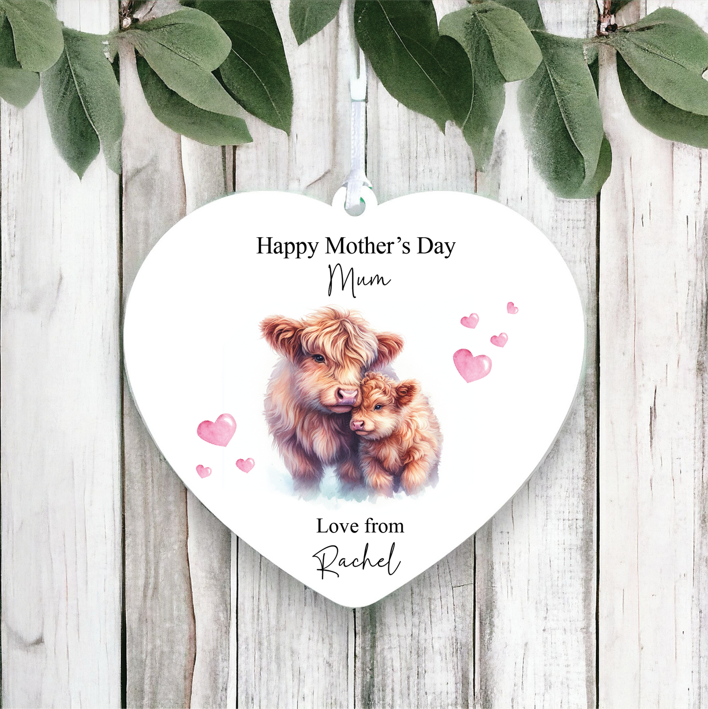 Personalised Mother's Day Highland Cow Decoration