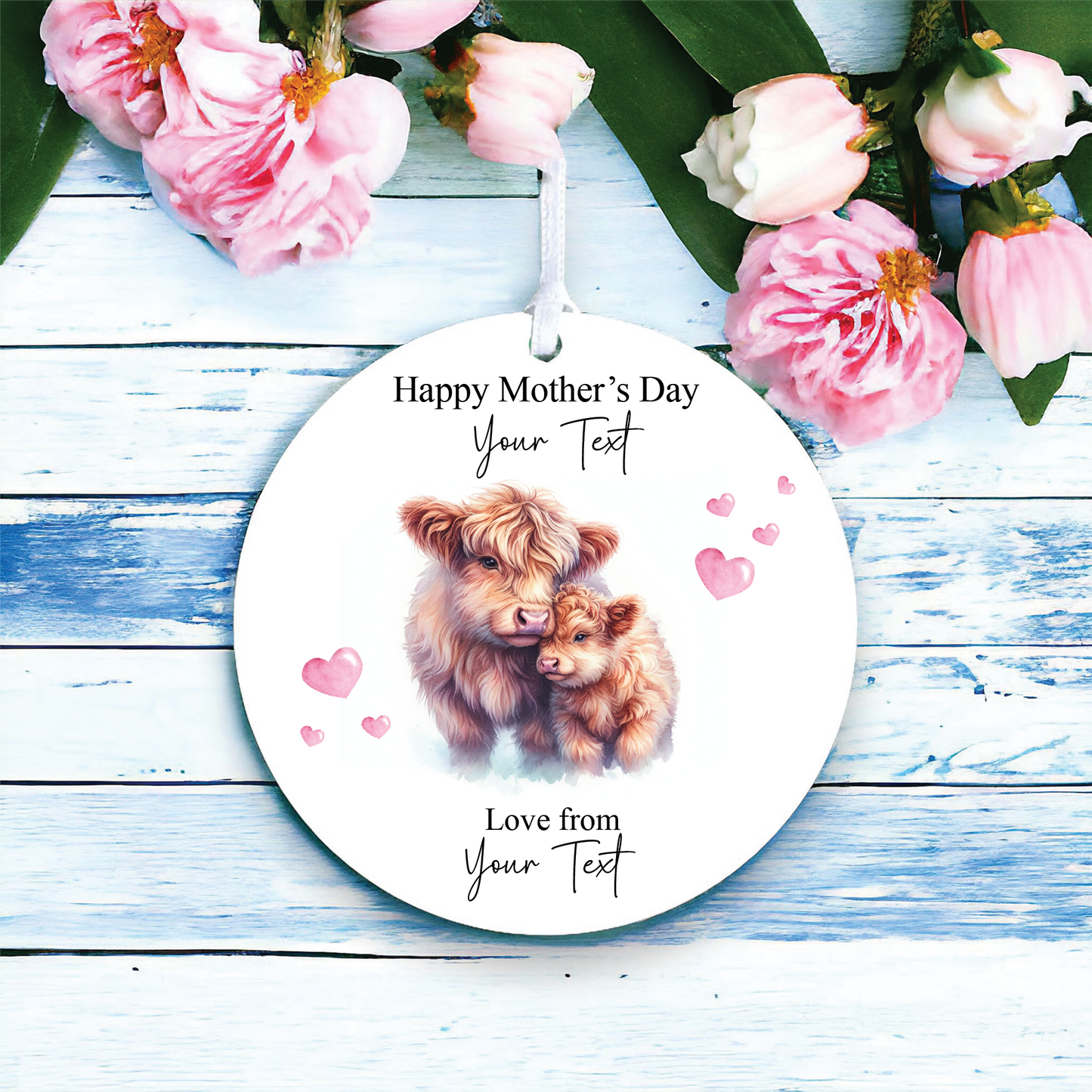 Personalised Mother's Day Highland Cow Decoration