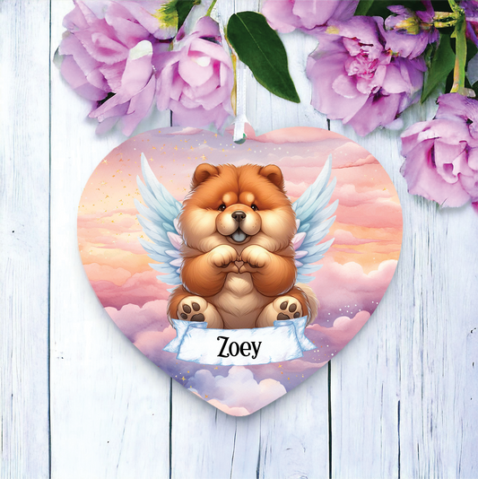 Personalised Chow Chow Dog Heart Hand Wings