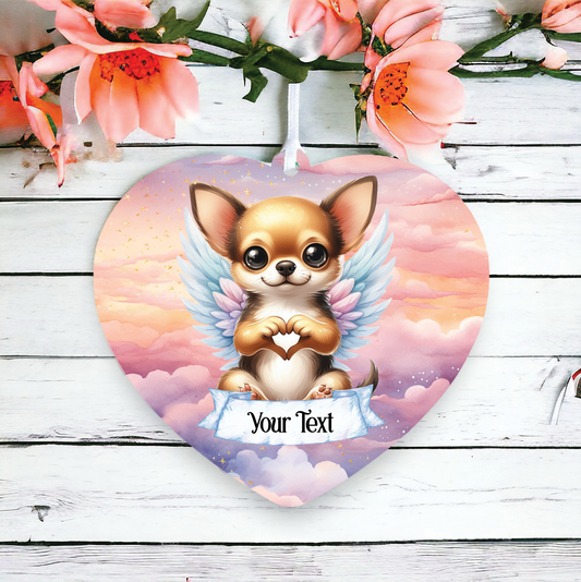 Personalised Chihuahua Heart Hand Wings Memorial