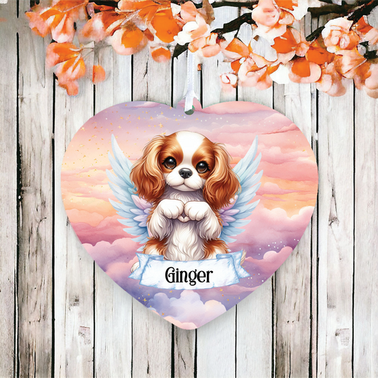 Personalised Cavalier King Charles Spaniel Heart Hand Wings Memorial