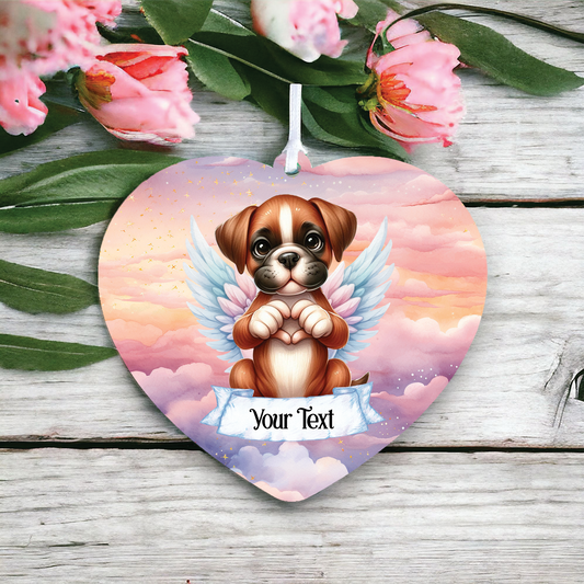 Personalised Boxer Dog Heart Hand Wings Memorial